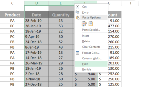 How to hide and unhide columns in excel - Software Accountant