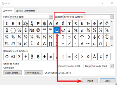 How to type Ohm Symbol in Word/Excel (AKA Omega Symbol) - Software ...