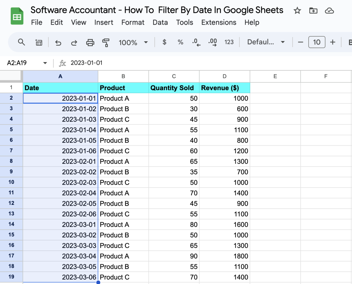How to filter by date in google sheets