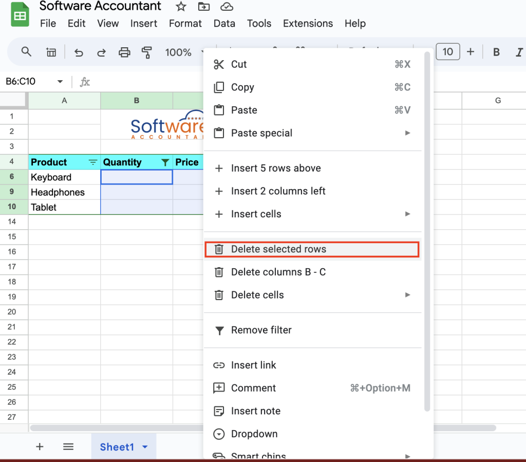 How to Delete Empty Rows in Google Sheets