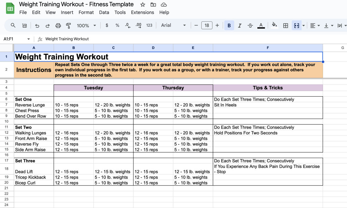Best Google Sheets Workout Templates (Free Download)