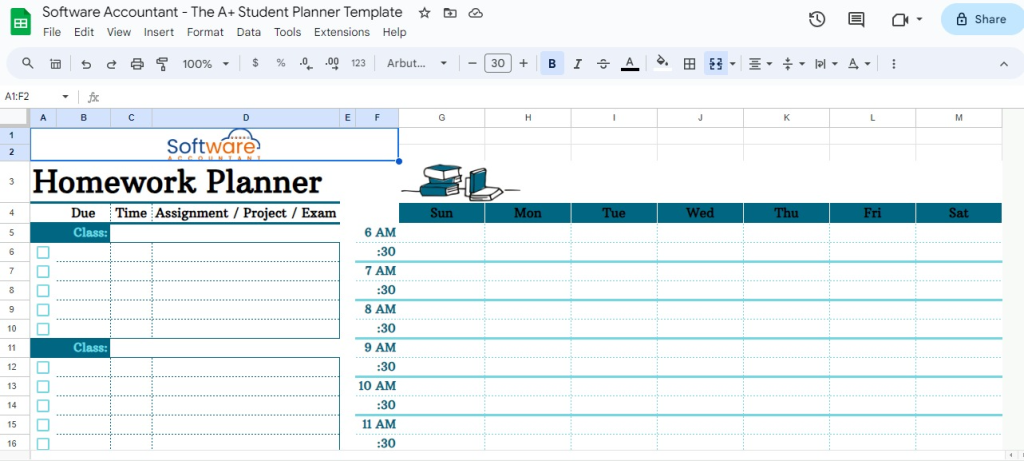 google sheets assignment middle school