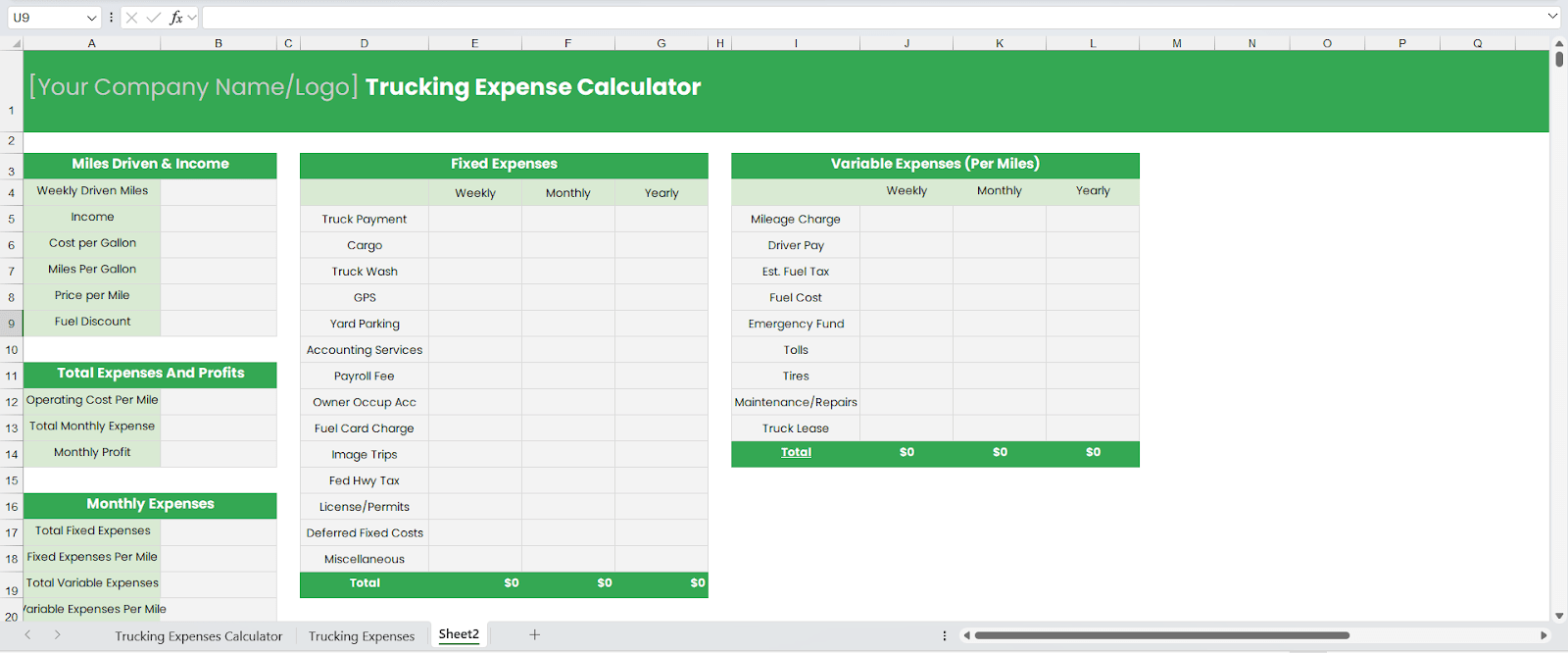 Best (FREE & Paid) Trucking Expenses Spreadsheet Template